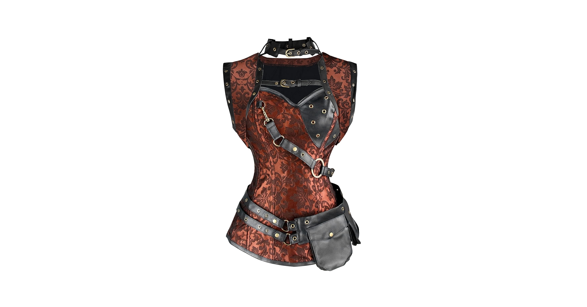 Charmian Women's Retro Goth Spiral Steel Boned Brocade