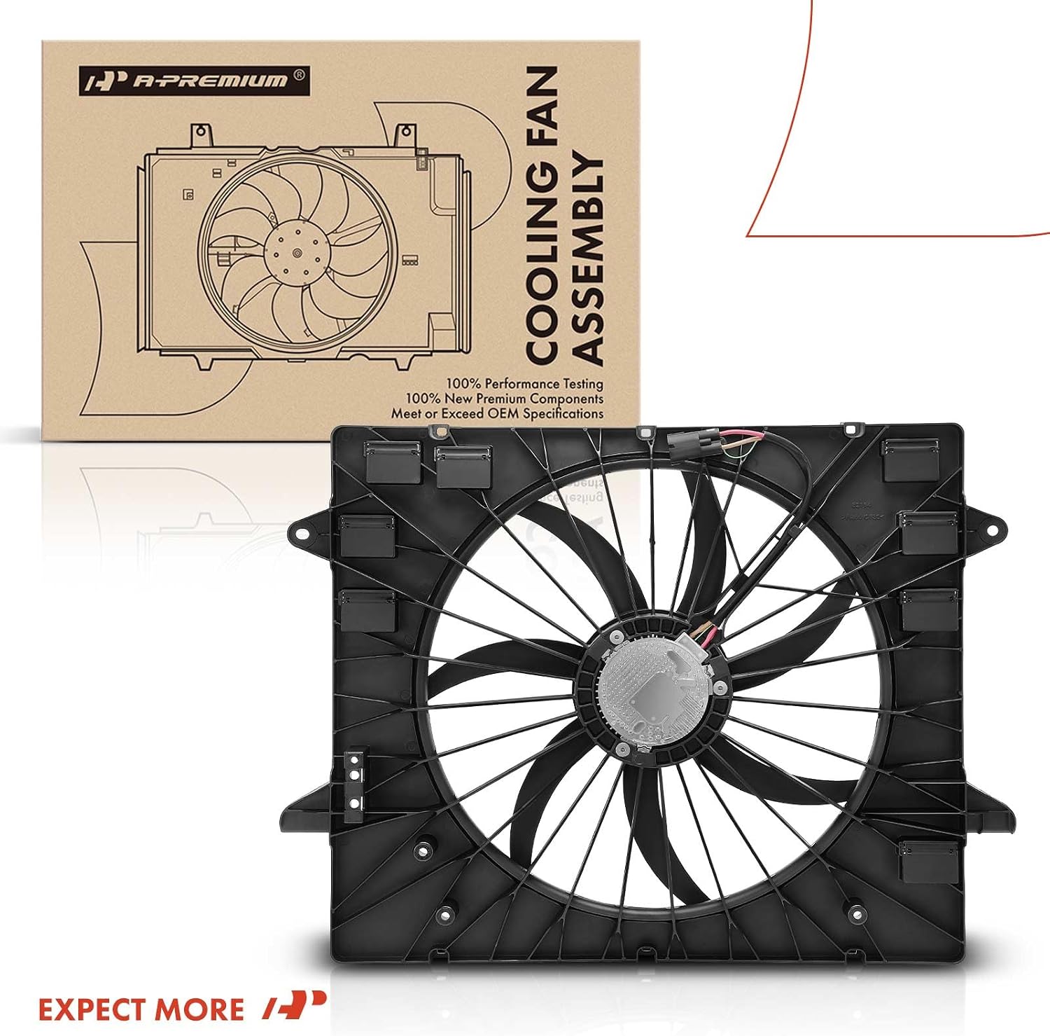 A-Premium Engine Radiator Cooling Fan Assembly with Brushless Motor Compatible with Select Chevrolet & Buick Models - Traverse 2018-2020, Enclave 2018-2020 - Replace# 23182042