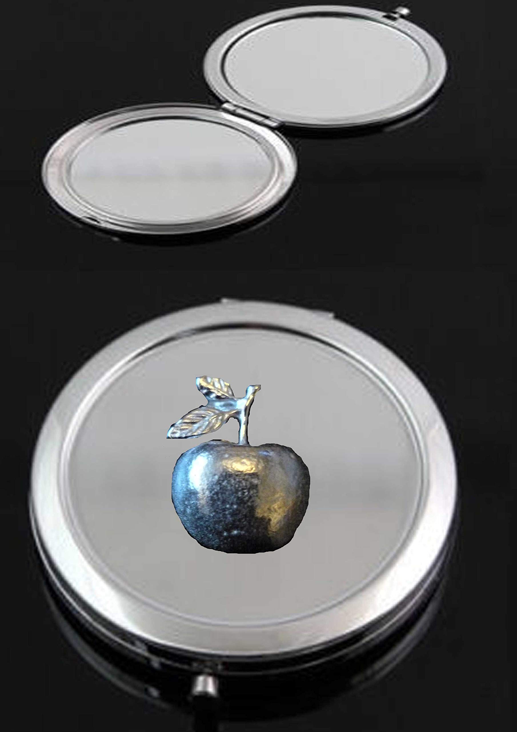 Miroir compact chromé pomme fruit producteur étain anglais FT146