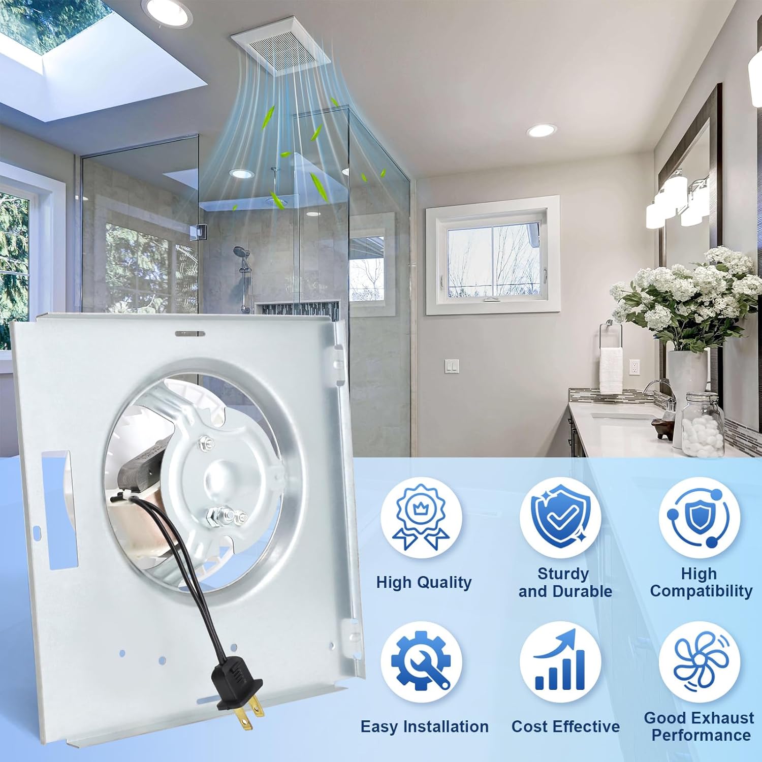 S0504B000 Bathroom Fan Motor Replacement Compatible with Broan Nutone769RL, 769RL B Unit, 769RL-R01, 763RLN, 763RL, 763RLN-R01, 769RFT-R01, VF707RCN, VF705RCN Exhaust Fan Motor Assembly Kit 70 CFM
