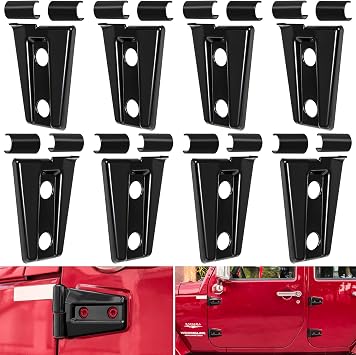 Door Hinge Cover Trim Exterior Accessories for Jeep Wrangler JK JKU Sport Rubicon Sahara X Unlimited 2-Door & 4-Door 2007-2018 Black 8PCS