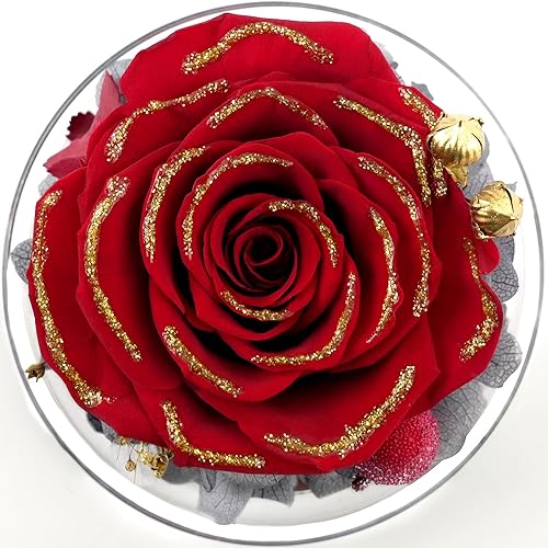 Miniatura 3 de Sunia Regalos de cumpleaños de rosas preservadas para mamá, figuras de ángeles de cristal, regalos para mujeres, abuelas, madres, flores reales para