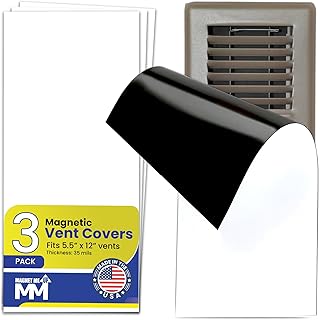 Magnet Me Up Magnetic Vent Cover 13x6 Inch Fits 12x5.5 Vents, 3 Pack, Strong Magnetic Register Cover for Floor, Wall & Ceiling Vents, Reusable HVAC Air Blocker, Cut-to-Fit Trim to Size, Made in USA