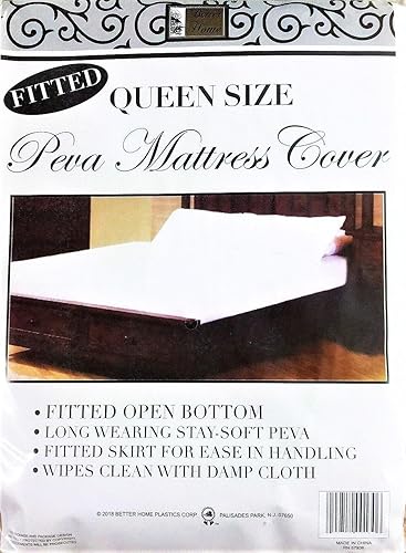 Better Home PEVA - Protector de colchón ajustable impermeable, sin polvo, sábana (Queen)