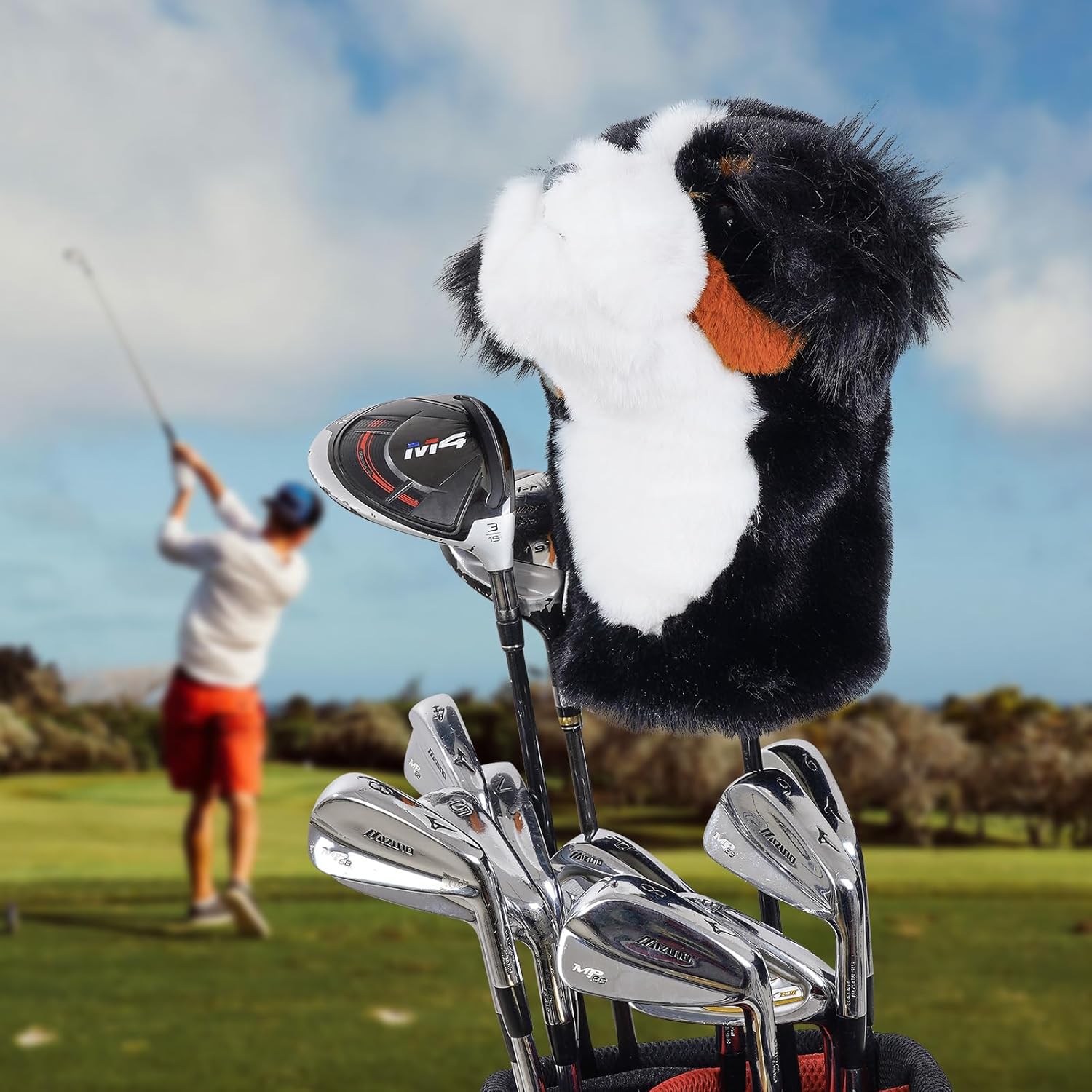 Craftsman Golf Golden Retriever Yorkshire Terrier Bernese Mountain Dog Border Collie Poodle Soft Cute Soft Plush Animal Driver Wood Headcover Head Cover Travel Protector Gifts for Men Women