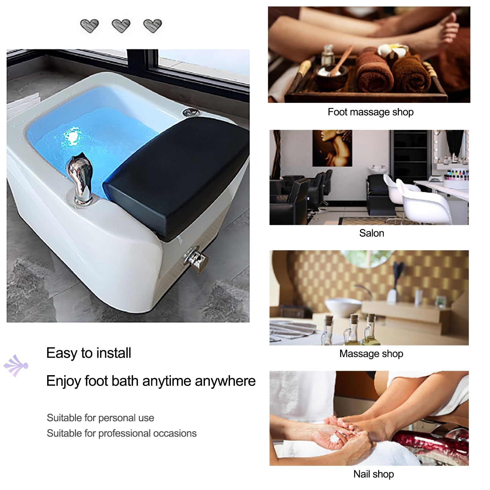 Kąpiel stóp spa akrylowy masaż stóp pedicure moczenie stóp do domu pedicure spa z kolorową lampą i dyszami, używana w salonach piękności i salonach paznokci (biała)