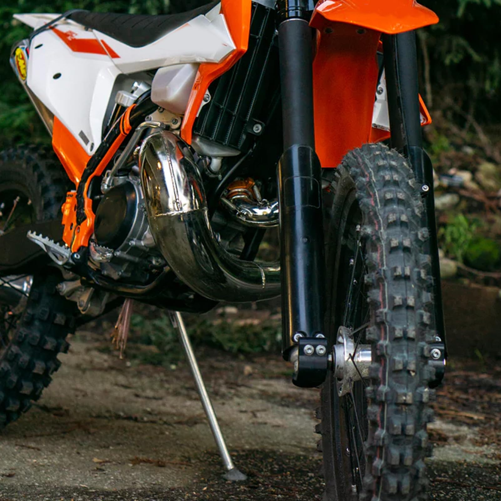 PolyGen Set di 2 coperture per tubo forcella anteriore con struttura in ABS, una protezione per ammortizzatore per EXC-500 / SX- 2015-2021, parti di manutenzione moto (Nera)