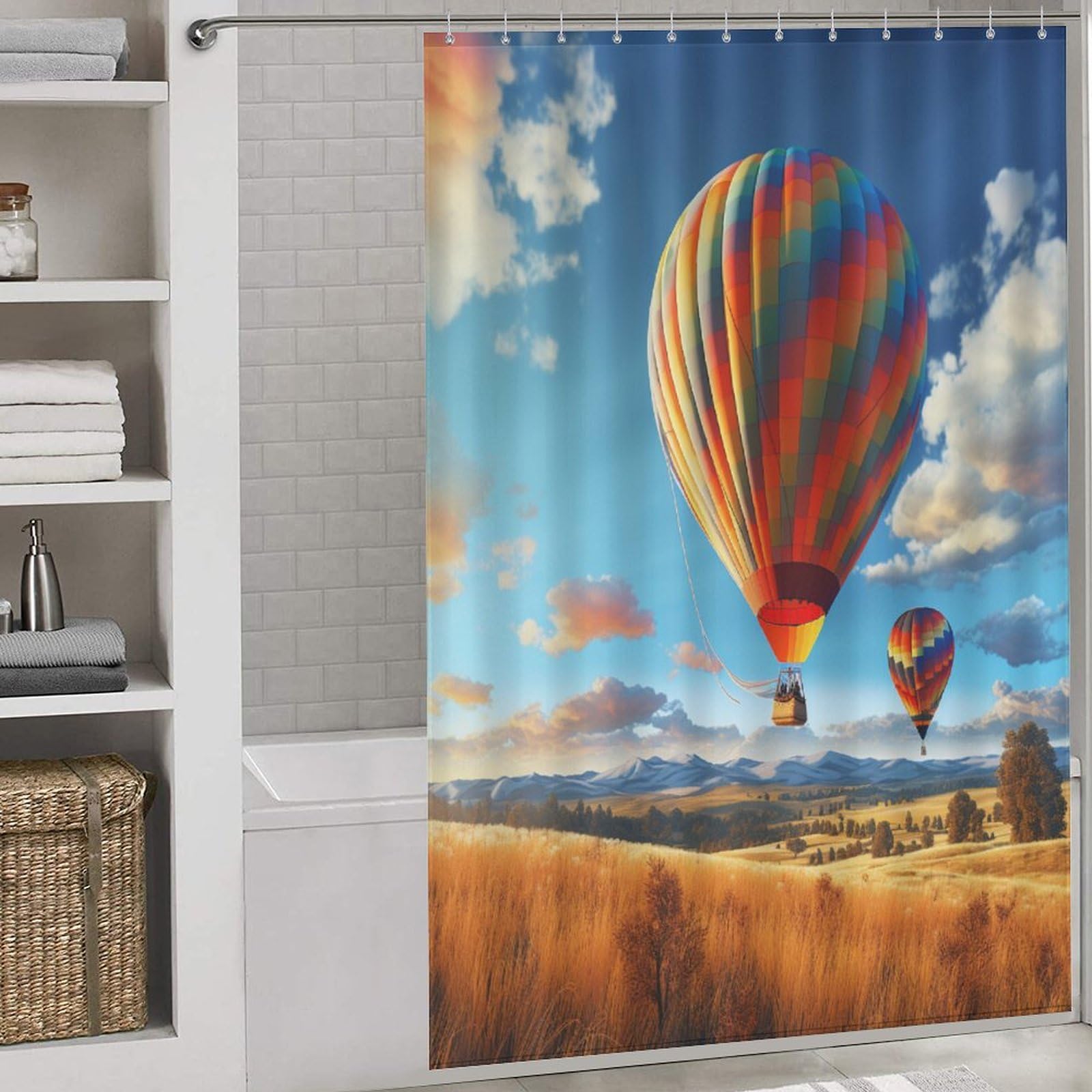 Rideau de douche montgolfière 152x183cm pour baignoire à la maison