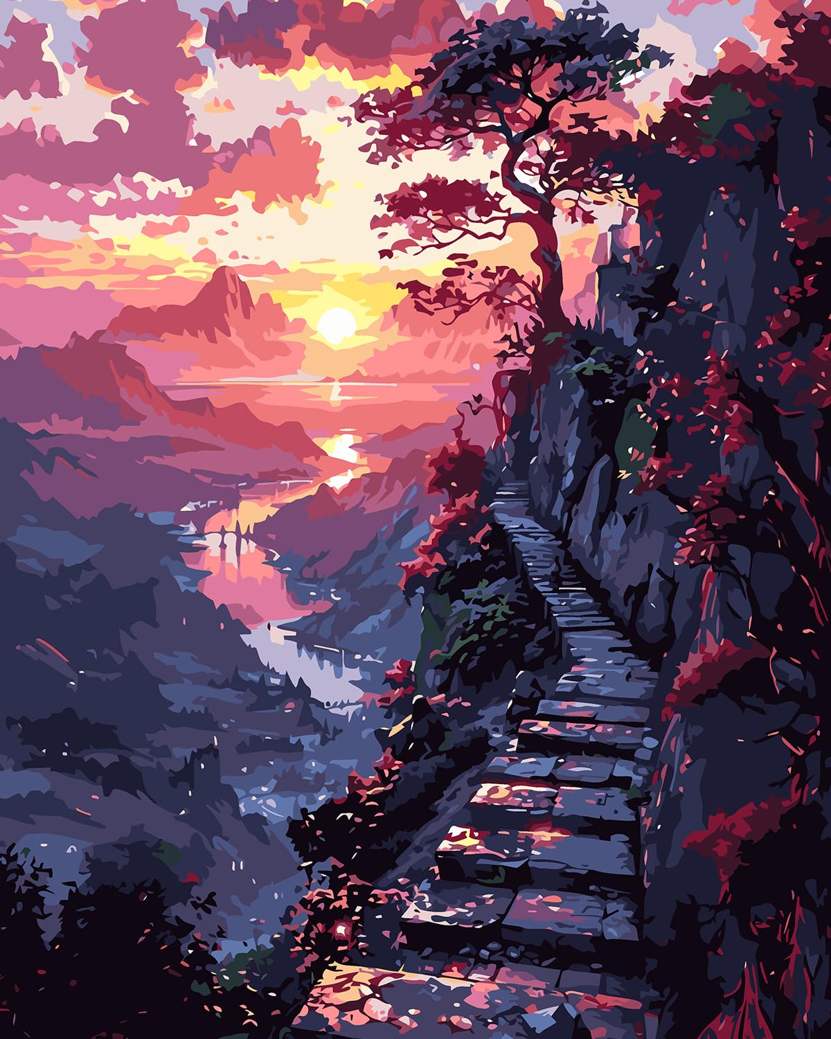 CHWGLFGG Paint by Numbers Kit for Adults Beginner, Sunset Landscape Adult Pai...