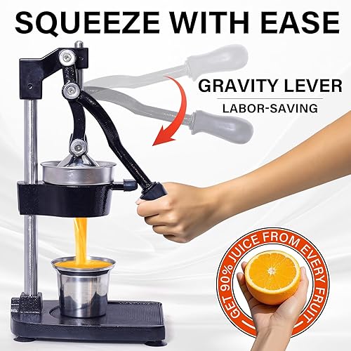 Miniatura 6 de Exprimidor manual de cítricos de hierro fundido, prensa manual comercial, exprimidor de encimera resistente para jugo de limón naranja fresco, fácil
