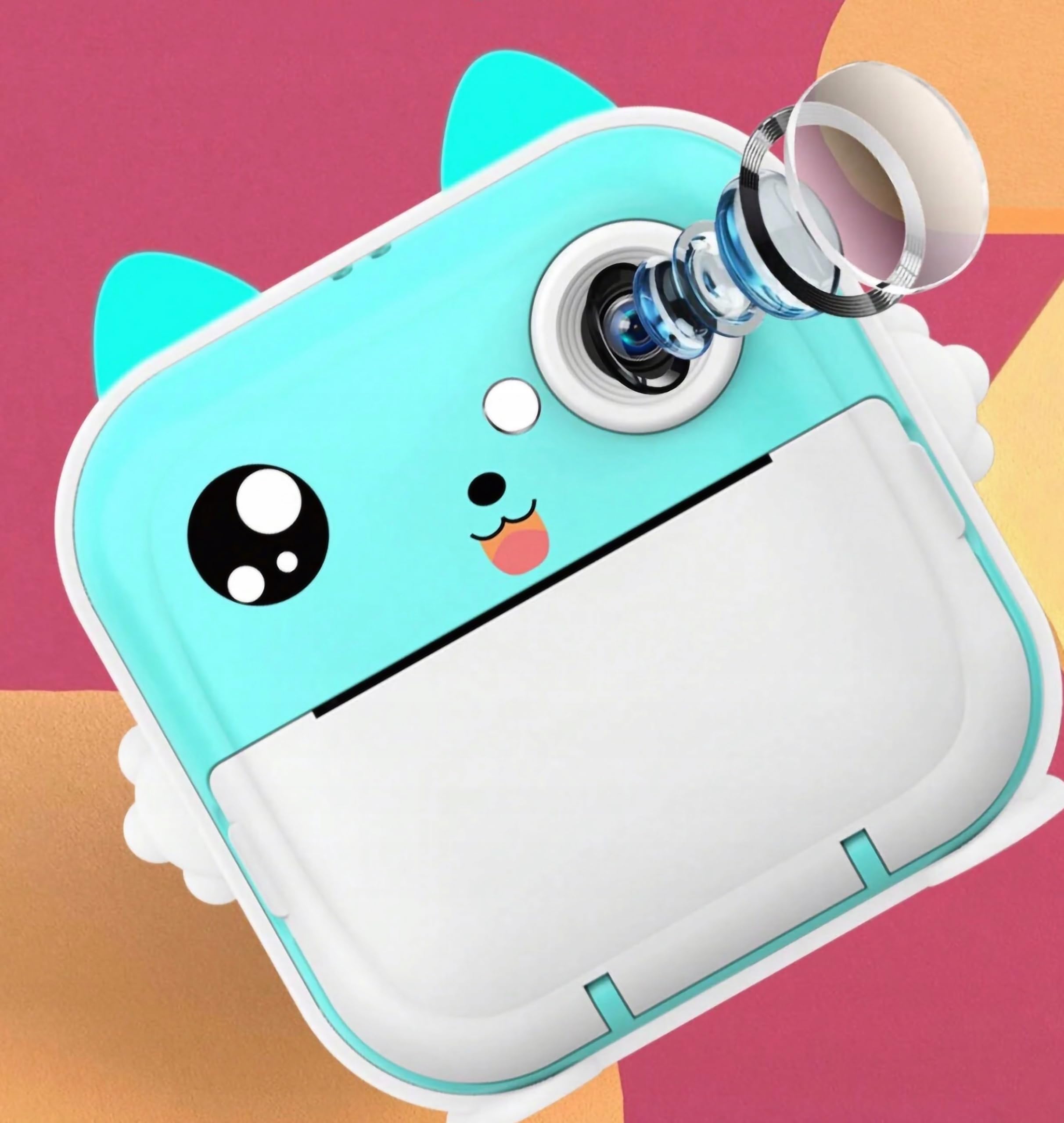 DRUKUŚ PRO MINI NIEBIESKI DRUKARKA TERMICZNA APARAT NATYCHMIASTOWY + 10 ROLEK GRATIS TERMICZNA DRUKARKA FOTOGRAFICZNA, ETYKIETY, NOTATKI, PAPIER PARAGONOWY, Z ROLKAMI PAPIERU DO SMARTFONA