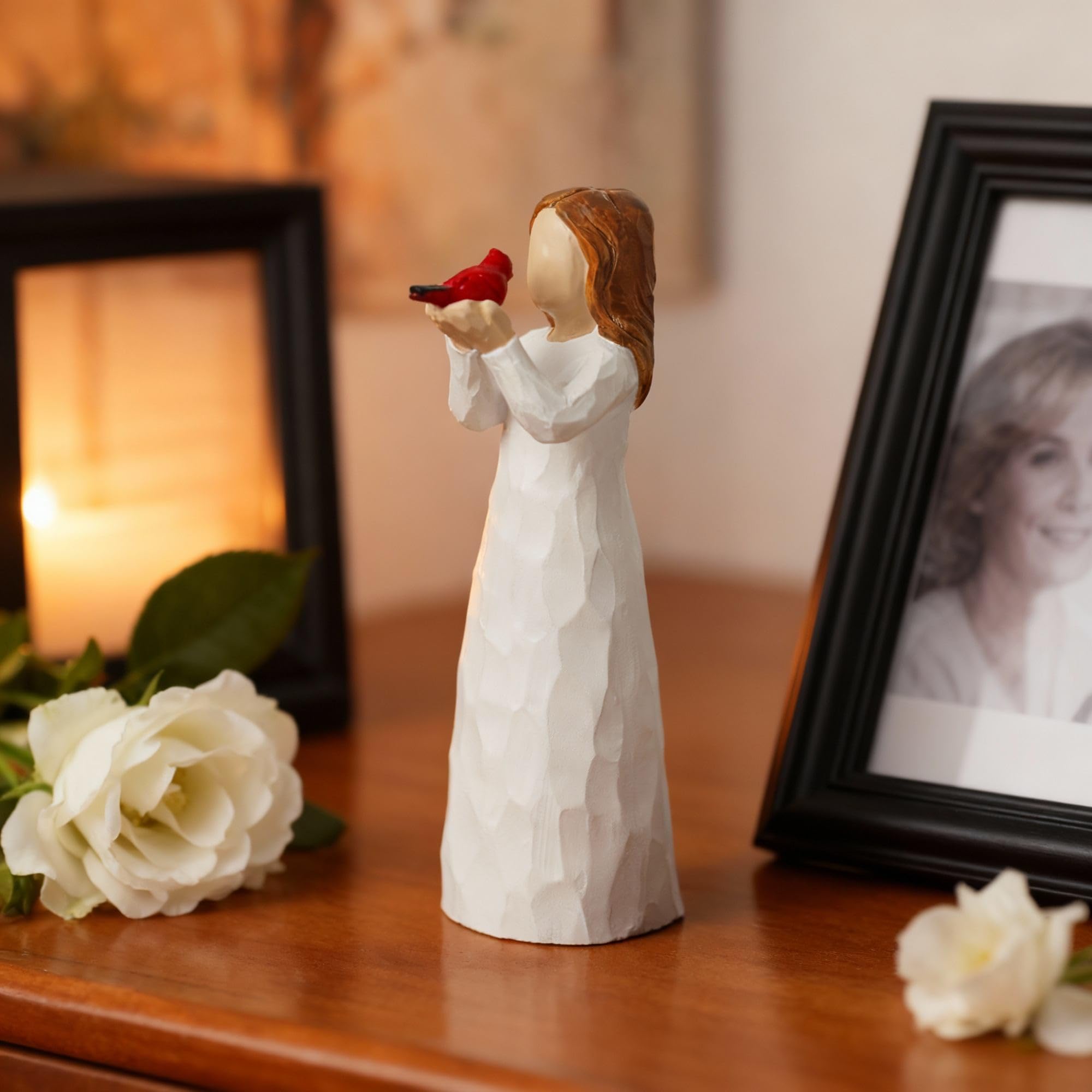 Angel Cardinal Figurines Gift for Women, Messenger, Sympathy Gifts for Loss of Loved One, Sculpted Hand-Painted Figure Statue Home Decor