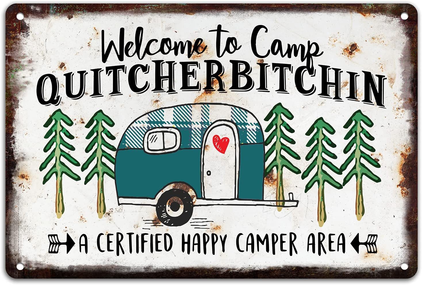 Retro Rustic Camper Metal Tin Decor Sign Home RV Camper Accessories Wall Décor Friend Family Motorhomes Farmhouse RV Camping-Certified Happy Camper Area 8x6 Inch Tin Sign Metal Signs Wall Decor