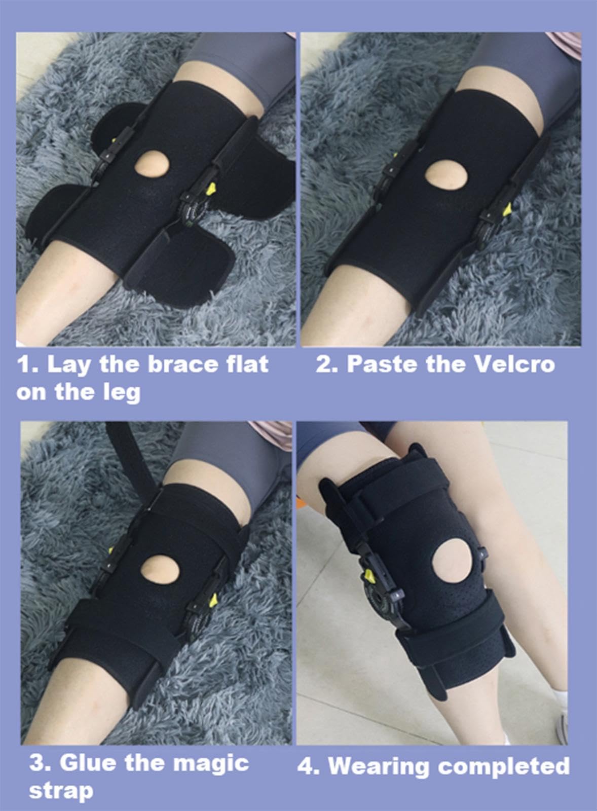 Rodillera con Bisagras para Hombres y Mujeres,Inmovilizador de Rodilla Ajustable Posoperatorio con Estabilizadores Laterales para Recuperación Posoperatoria,Artritis,ACL,Rotura de Menisco