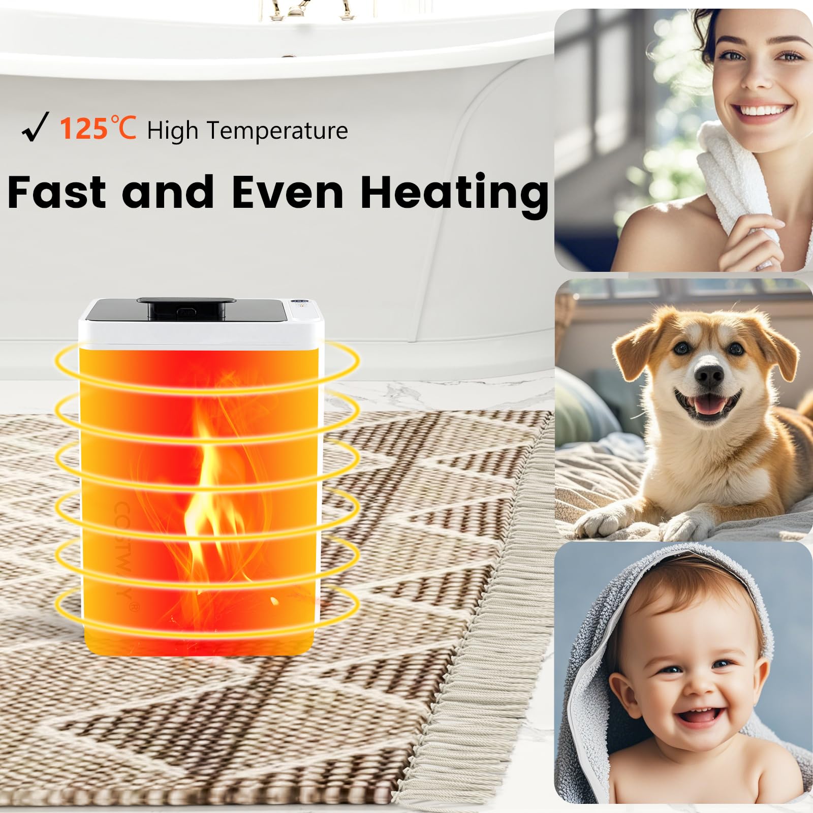 LIFEZEAL 23 L Calentador de Toallas con Apagado Automático, Cubo para Toallas Calientes con Temporizador de 6 Niveles y Pantalla LED, 32 x 28 x 44 cm, para Belleza, SPA