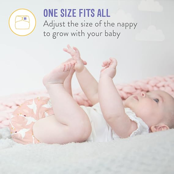 Bambino Mio, Miosolo Classic Reusable Cloth Diapers Set, Adjustable Size, White, Pack of 6