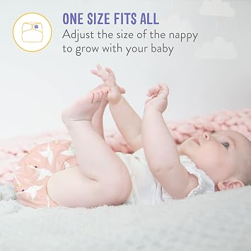 Bambino Mio, Miosolo Classic Reusable Cloth Diapers Set, Adjustable Size, White, Pack of 6