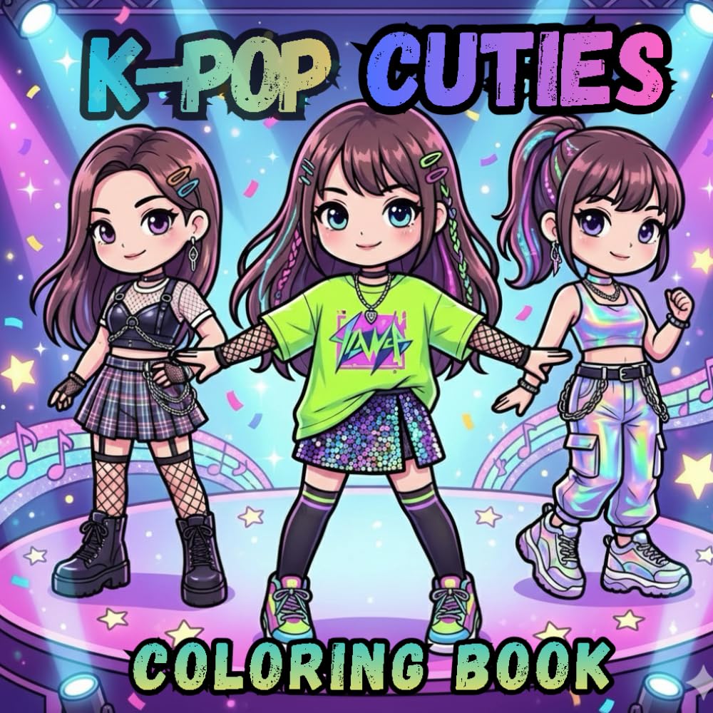 K-Pop Cuties Coloring Book: Cute and Stylish Chibi Idol Characters for kids, Tweens & K-Pop Fans