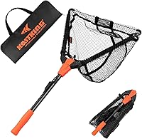 KastKing Pontus Folding Fishing Landing Net - Lightweight Aluminum Handle, Built-in Fish Ruler, Retractable & Floating for Kayak Boat Bank Fishing