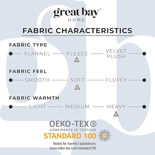 Miniatura 4 de Great Bay Home - Juego de sábanas de micro vellón gris a cuadros, acogedoras, cálidas, duraderas, transpirables y esponjosas  Sábanas de invierno de