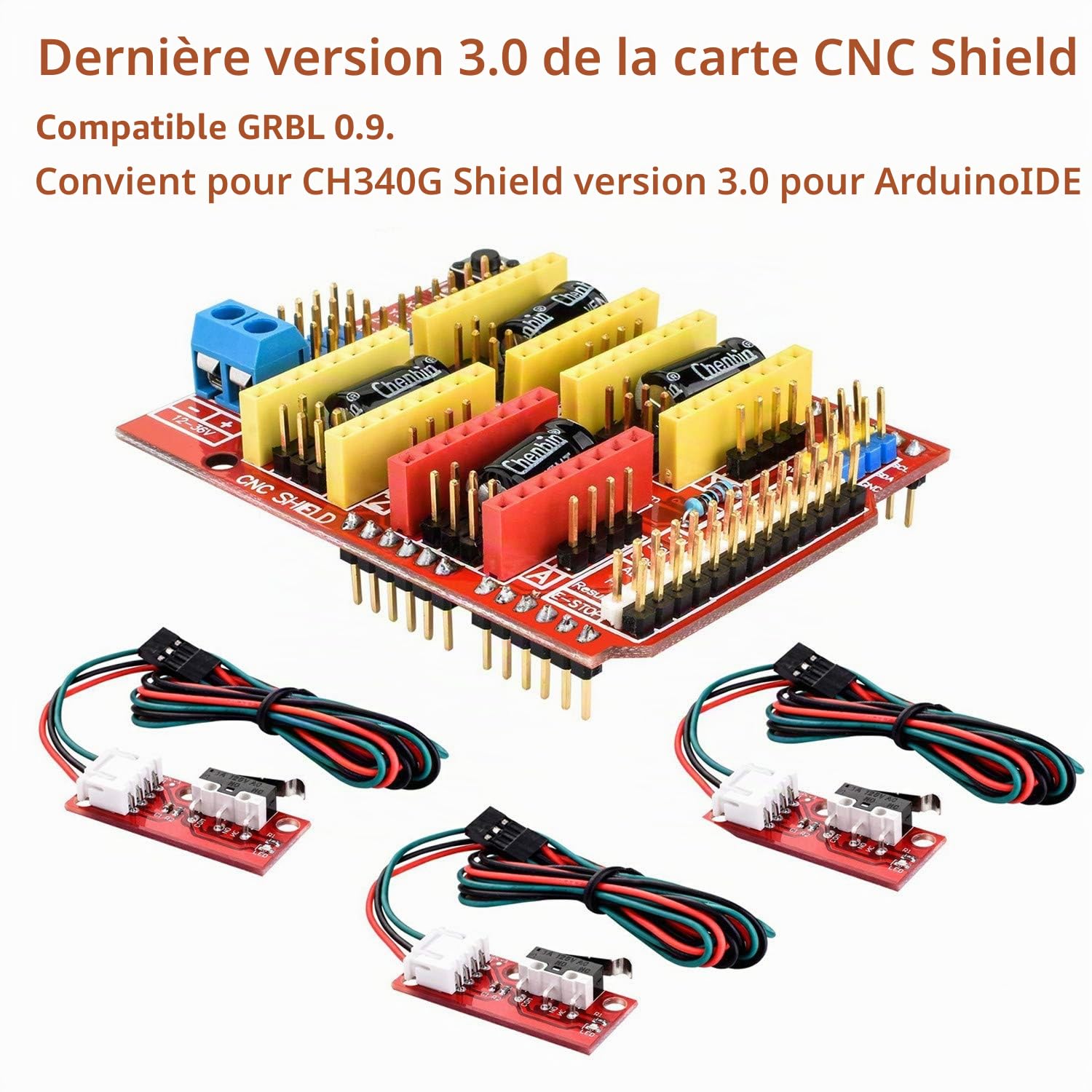 Nema 17 Moteur Pas à Pas Imprimante 3D Professionnel Kit CNC Compatible avec ArduinoIDE GRBL CNC Shield Board RAMPS 1.4 LKB02 Noir