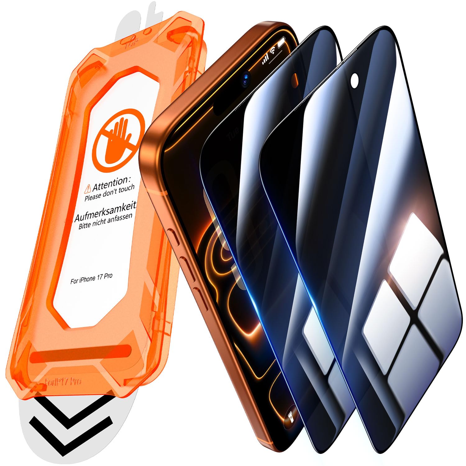 UniqueMe per iPhone 17 Pro Privacy Pellicola Protettiva - Vetro Temperato Privacy per iPhone 17 Pro, Anti Spia, Installazione Automatica, [Protezione Completa del Display], 2 Pezzi
