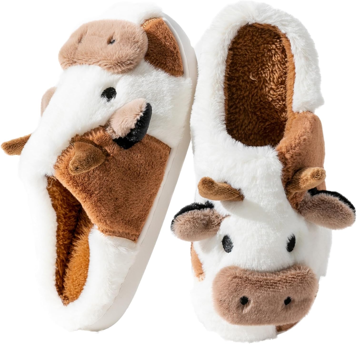 Chausson Femme Requin/Vache Pantoufle Homme Hiver Doublure Antidérapant Fourrure Chausson Maison Mémoire Mousse Slippers - Amazon product rated Grade A