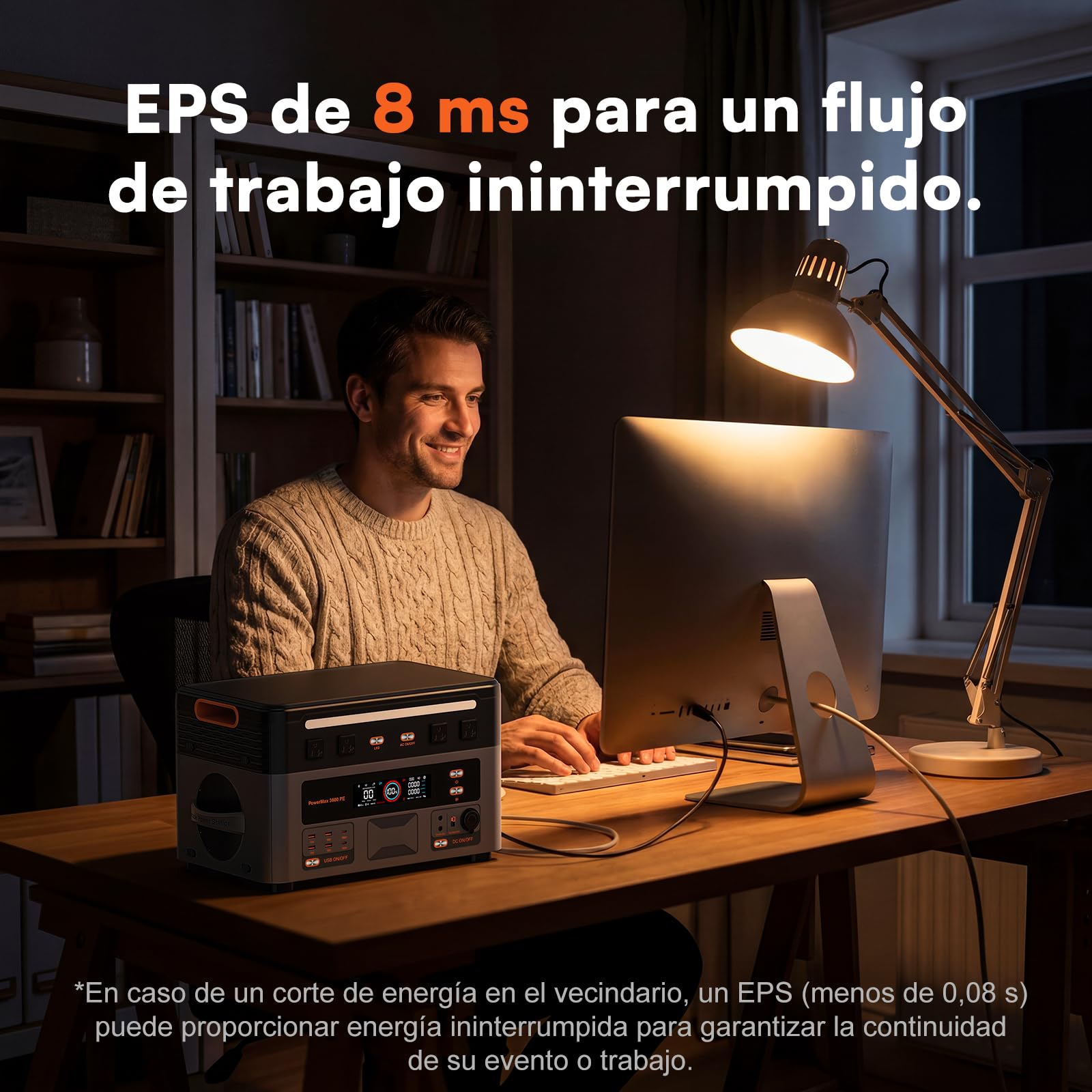 3600W Estacion de Energia Portatil PowerMax 3600 PE | 2016Wh LiFePO4 Mejorado, Batería de Gran Potencia, Generador Solar, Carga Rápida de 0-80% en 50 min para Camping, RV, Apagón