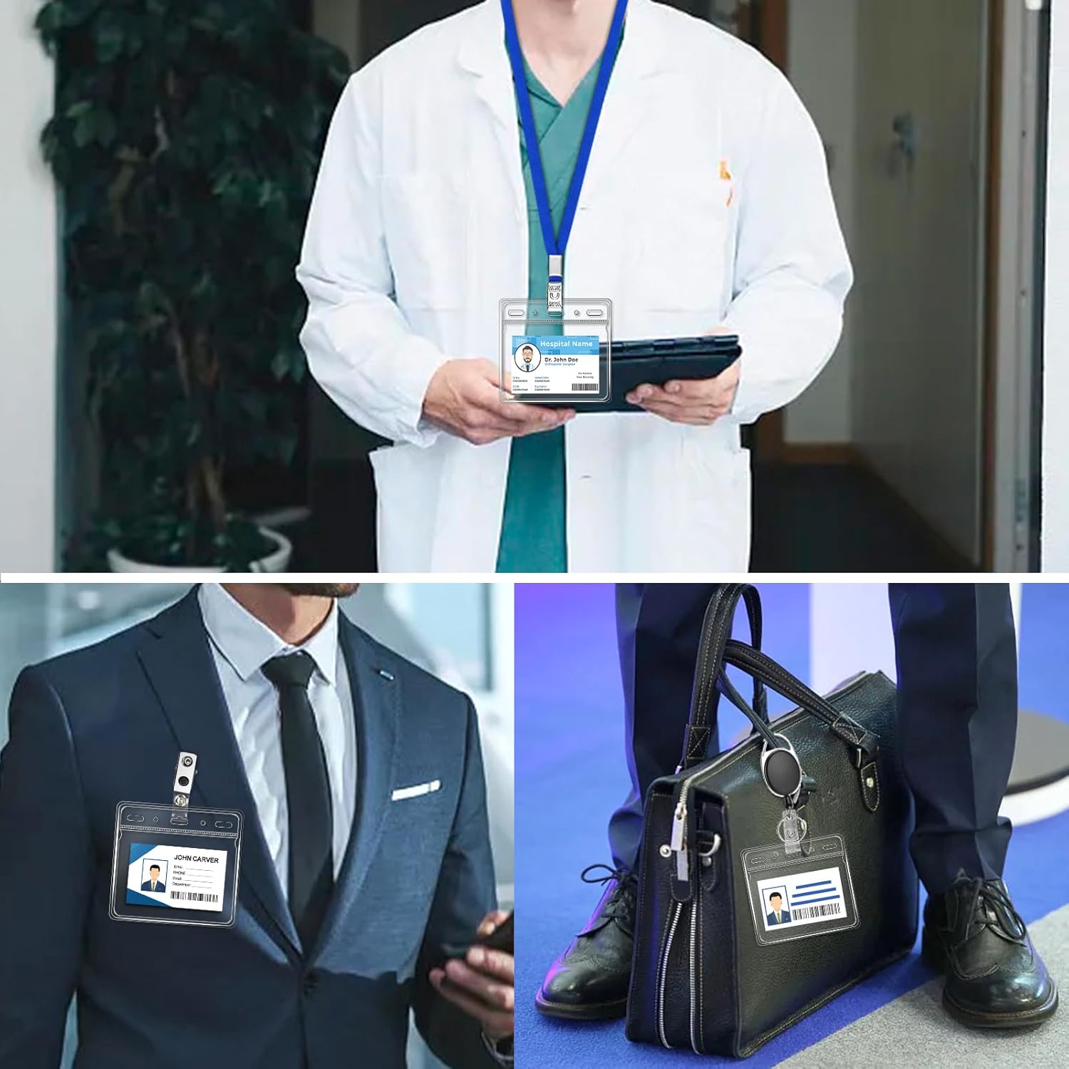 100 Pcs Card Protector ID Name Badge Holder 4 x 3 Inches Clear Plastic Horizontal No Zipper ID Card Holder - Image 7