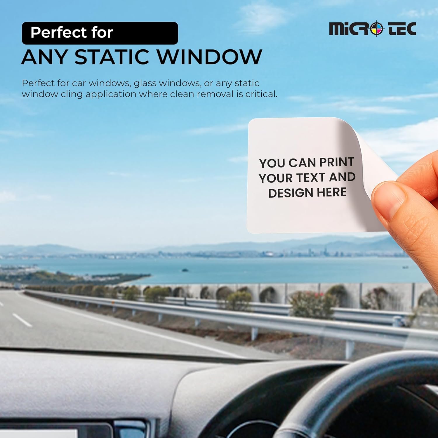 MICRO TEC Static Cling Oil Change Stickers 1.4" x 2.15" – Glossy Windshield Service Reminder Labels – Ribbon Print Compatible with Zebra TLP-2824 Plus & GODEX RT-200i – 400 Labels/Roll (Roll of 2)