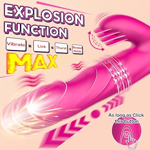 Miniatura 5 de Consolador de empuje juguete sexual con lenguas de clítoris, 3 impulsores giratorios y 10 vibradores de cuentas de 9.2 pulgadas para mujeres