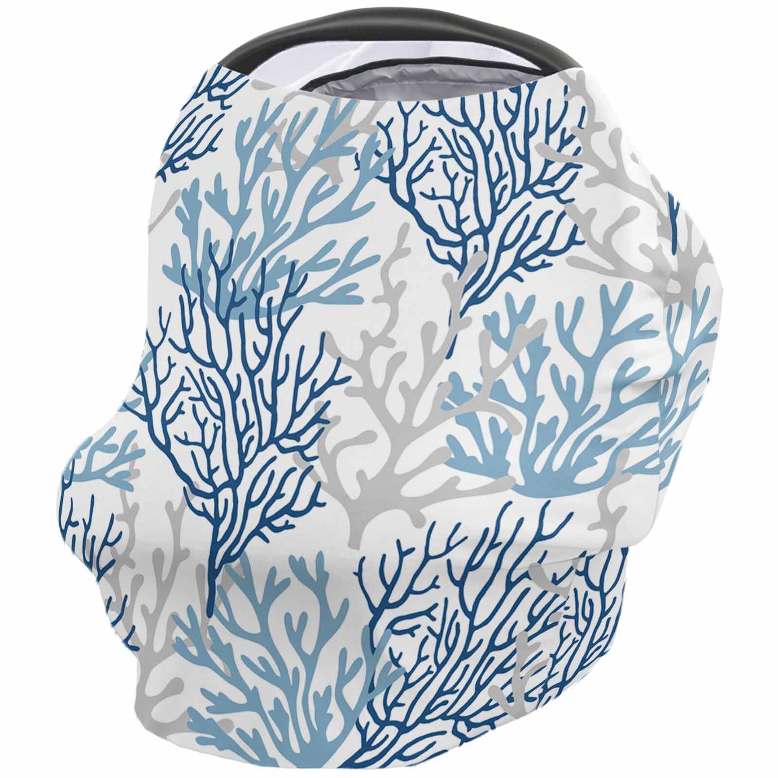Nursing Cover for Breastfeeding Scarf, Blue Ocean Lives Coral Texture Baby Car Covers Super Soft Multi Use for Canopy Shopping Cart Cover Blanket Stroller Cover