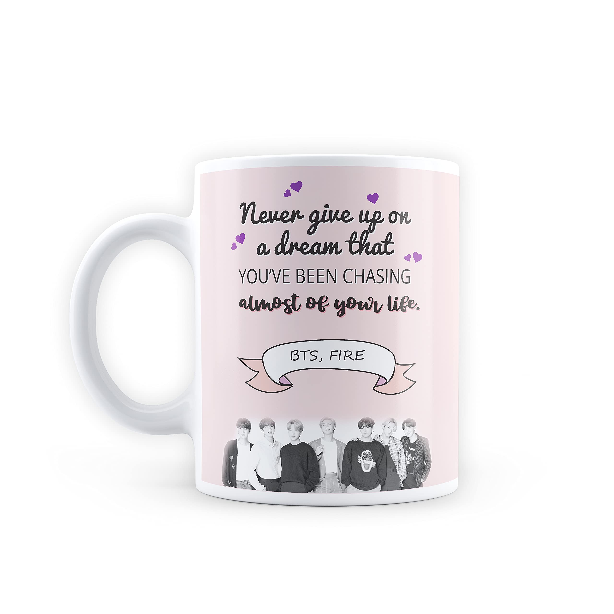 MC SID RAZZ - BTS Never Give Up (Fire) Design Design Coffee Mug 350ml - Best Gift for BTS Fans