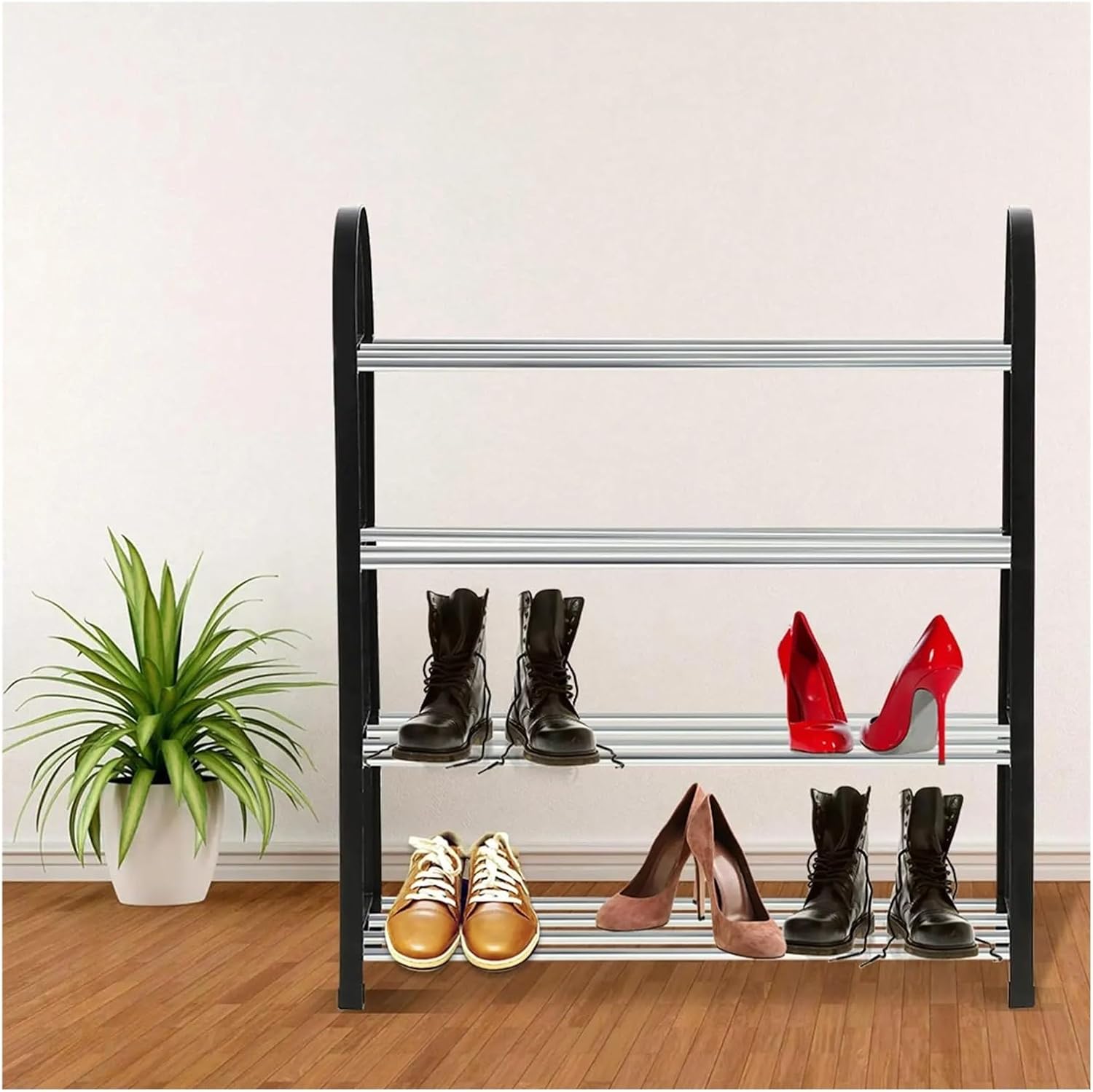Stackable Shoe Rack Space Saving Tower Storage Organizer Entryway Shelf Upholstered Cabinet ，Compatible for Home Use(3 Layers)