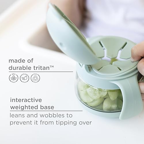 Miniatura 3 de Ubbi Tweat - Contenedor de aperitivos sin derrames para niños sin BPA contenedor de aperitivos para niños salvia y azul