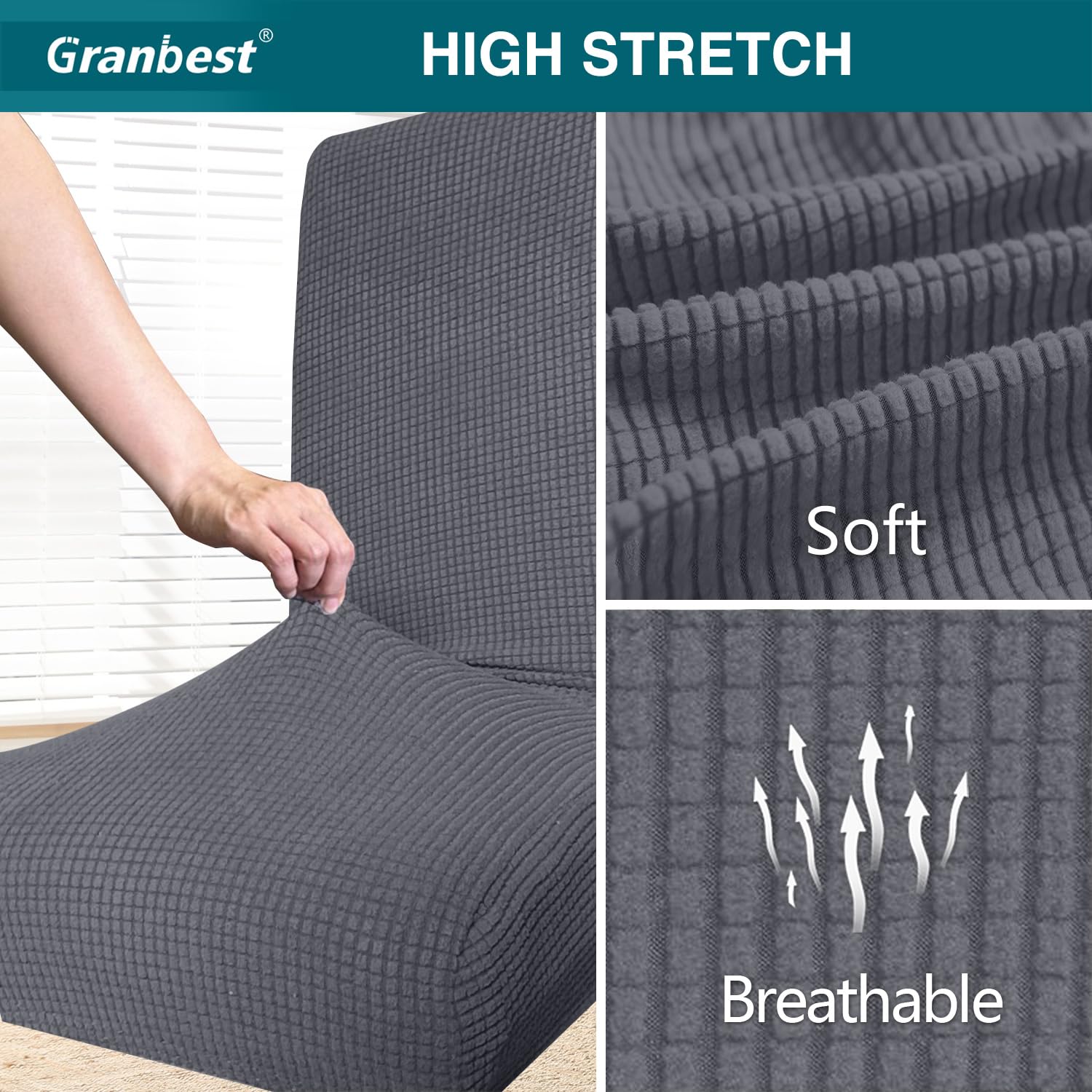 Granbest Jacquard Thickened Elastic Dining Chair Covers, Low Back Chair Slipcovers for Hotel Banquet, Wedding - Image 3