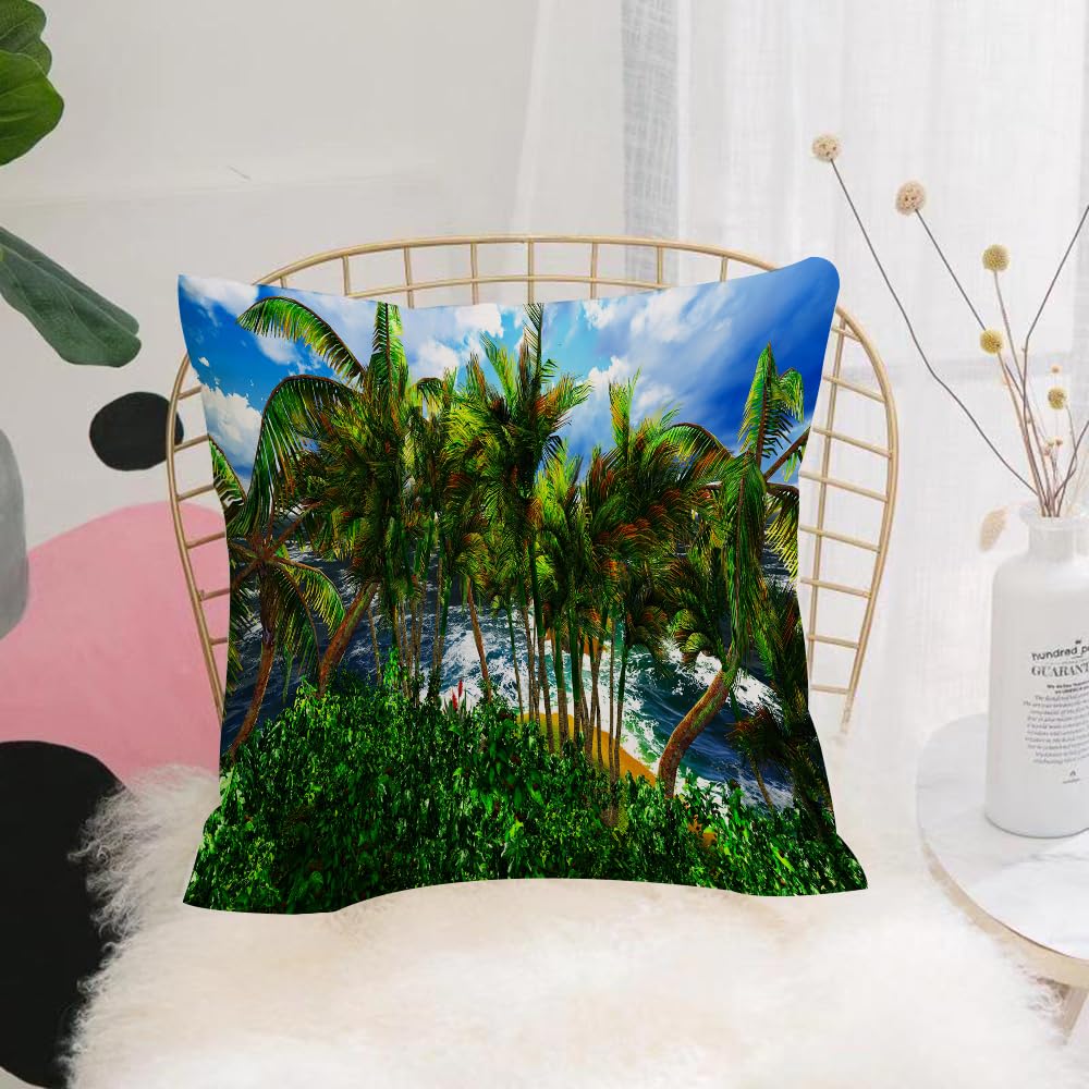 HYOSXW Cushion Cover,Throw Pillow Case Home Decorative for Living Room Bedroom Sofa Chair 16X16 Inch,Paradise on Hawaii Island with awesome skyscape,Pillowcase 40X40cm