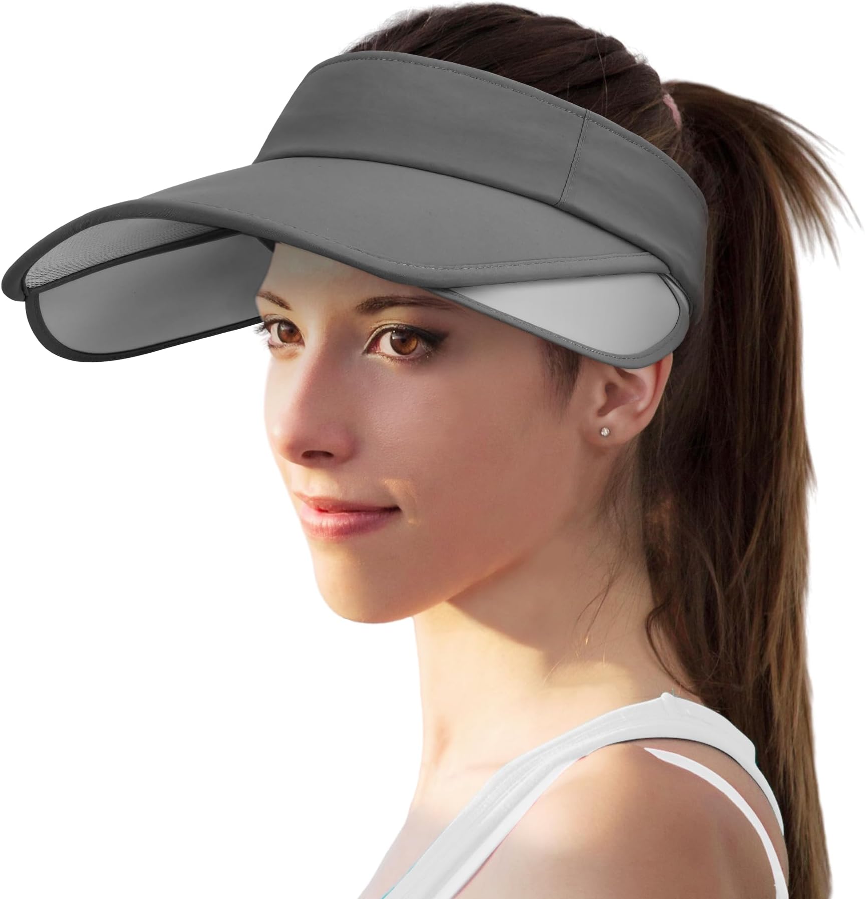 SukeenWide Brim Sun Visor for Women&Men, Retractable Visors Hat with UV Protection Sun Hats for Beach Golf Garden Outdoor