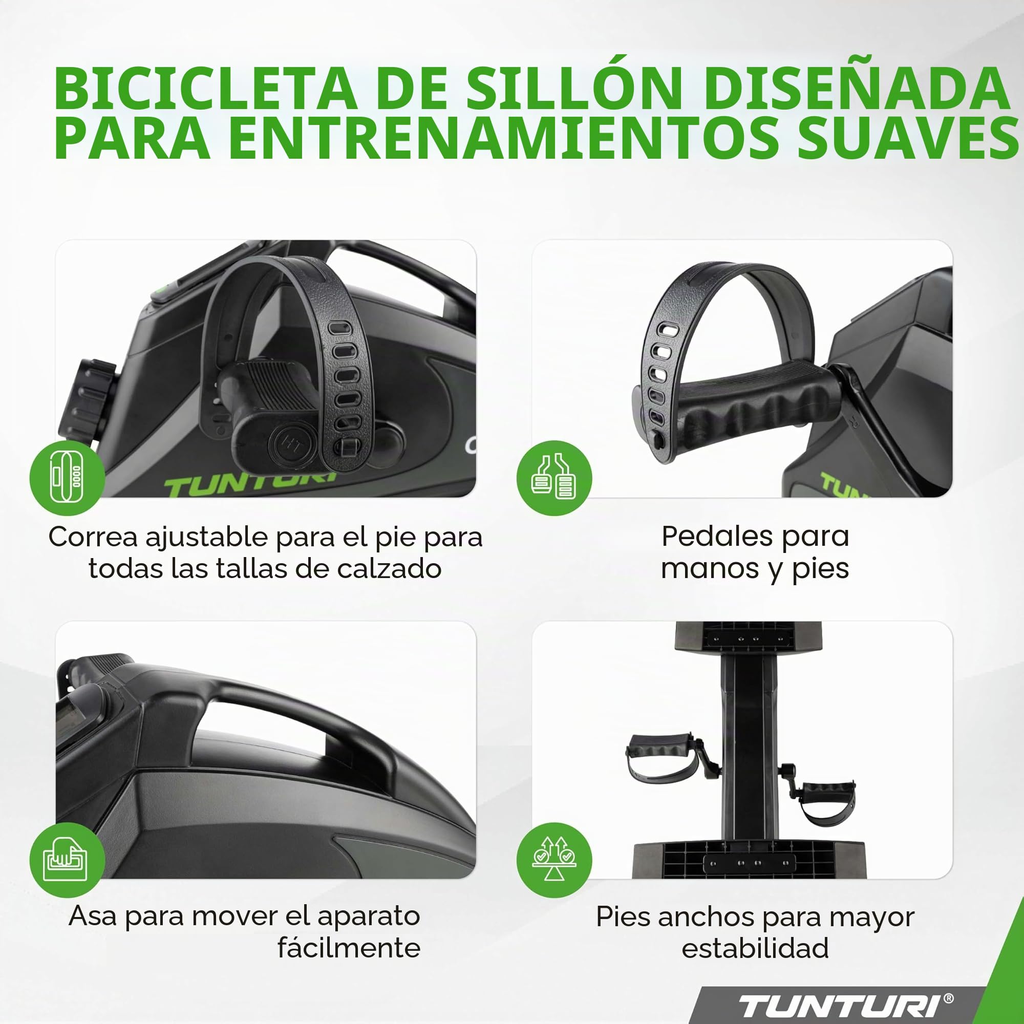 Tunturi Cardio Fit M35 Mini bicicleta estática / Mini Bike / Sistema de freno magnético - con pedales para entrenamiento de brazos y piernas - computadora de Entrenamiento