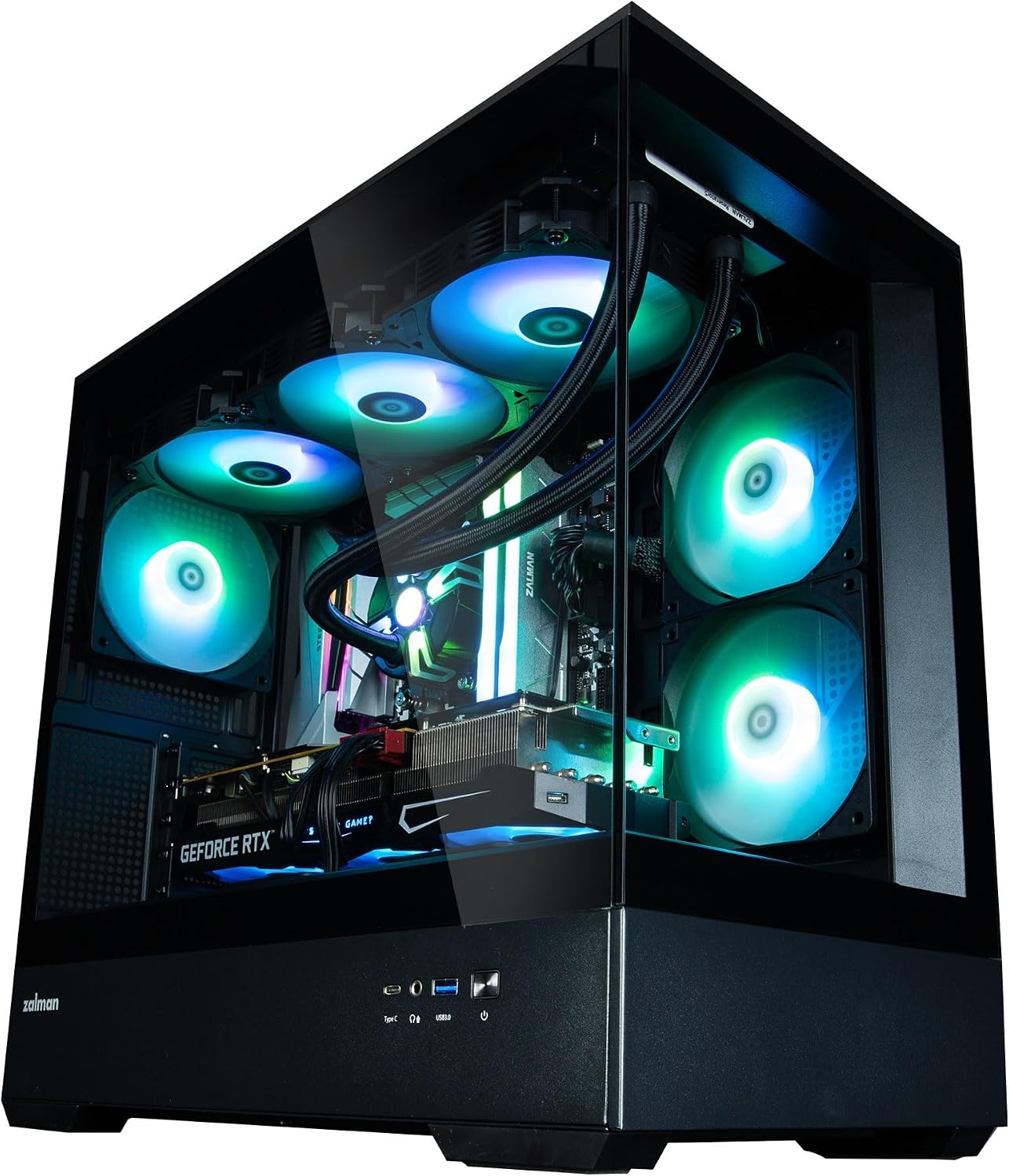 P30 Black ピラーレス + 強化ガラス構造 ショーケーススタイル Micro-ATX ミニタワー PCケース 【高通】 