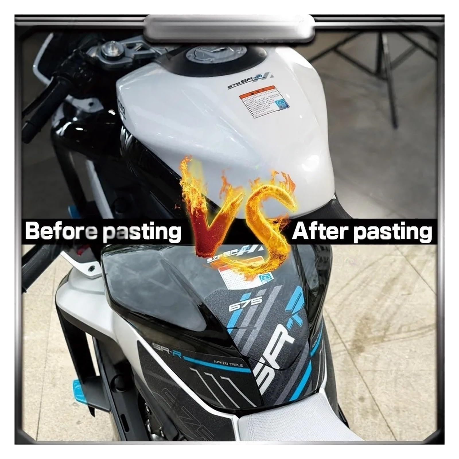 Motorrad Tankpad Für CF&MOTO 675srr 675 Sr-r 675 SR-R 675 SRR Motorrad Zubehör Aufkleber Kit Frosted Kraftstoff Tank Pad Tankdeckel Schutz Aufkleber