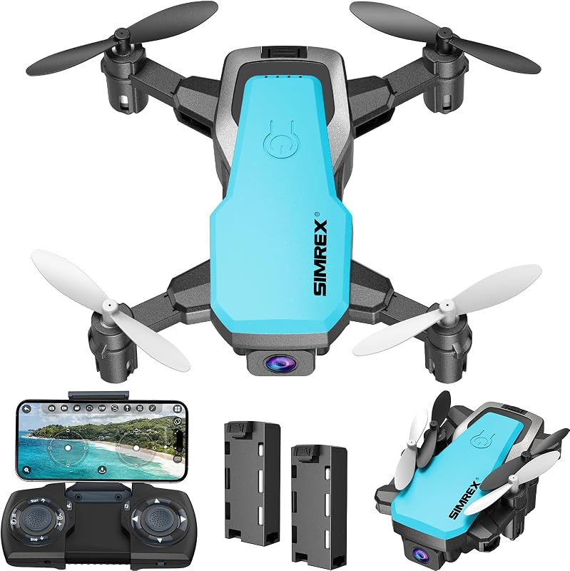Mini Drone with 720P Camera for Kids & Beginners - Foldable RC Quadcopter, Optical Flow Positioning, Altitude Hold, 3D Flip, 2 Batteries 20Min Flight, Safe & Easy Indoor Outdoor Flying Toy Gift (Blue)