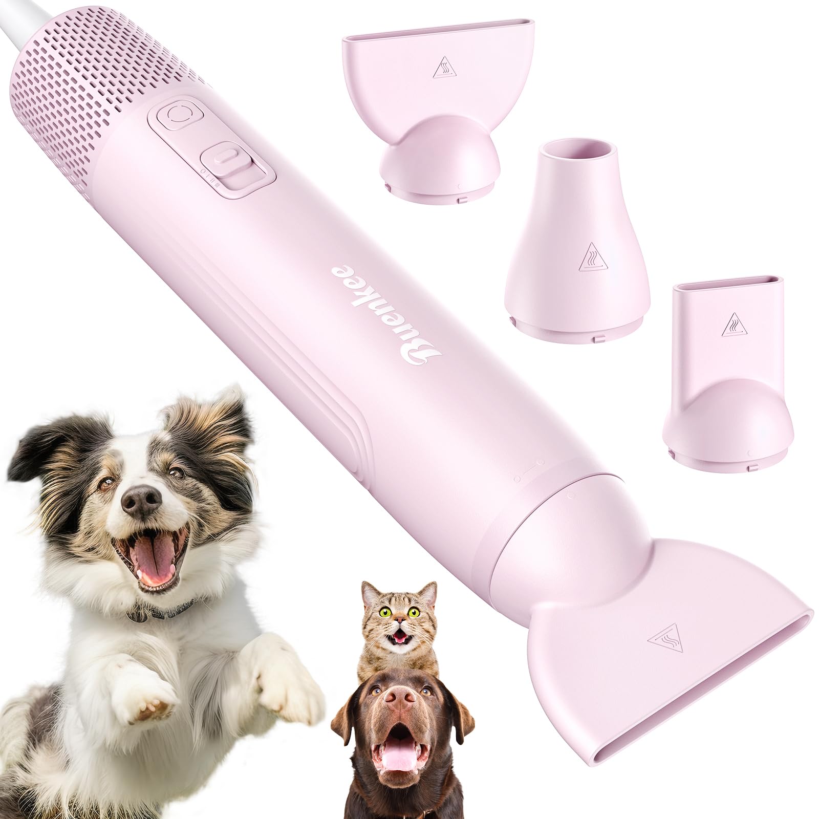 Buenkee Handheld Dog Dryer, 3HP High-Velocity Pet Hair Blower, Pink