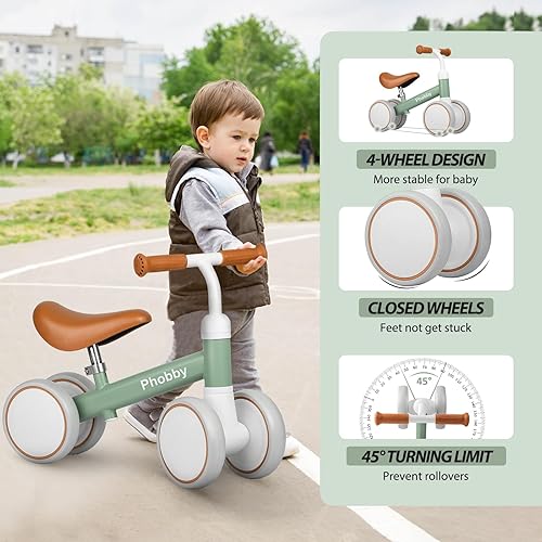 Miniatura 10 de Bicicleta de equilibrio para bebés de 1, 2, 3 años, bicicleta de 4 ruedas con asiento ajustable, regalo de juguete de primer cumpleaños para niños
