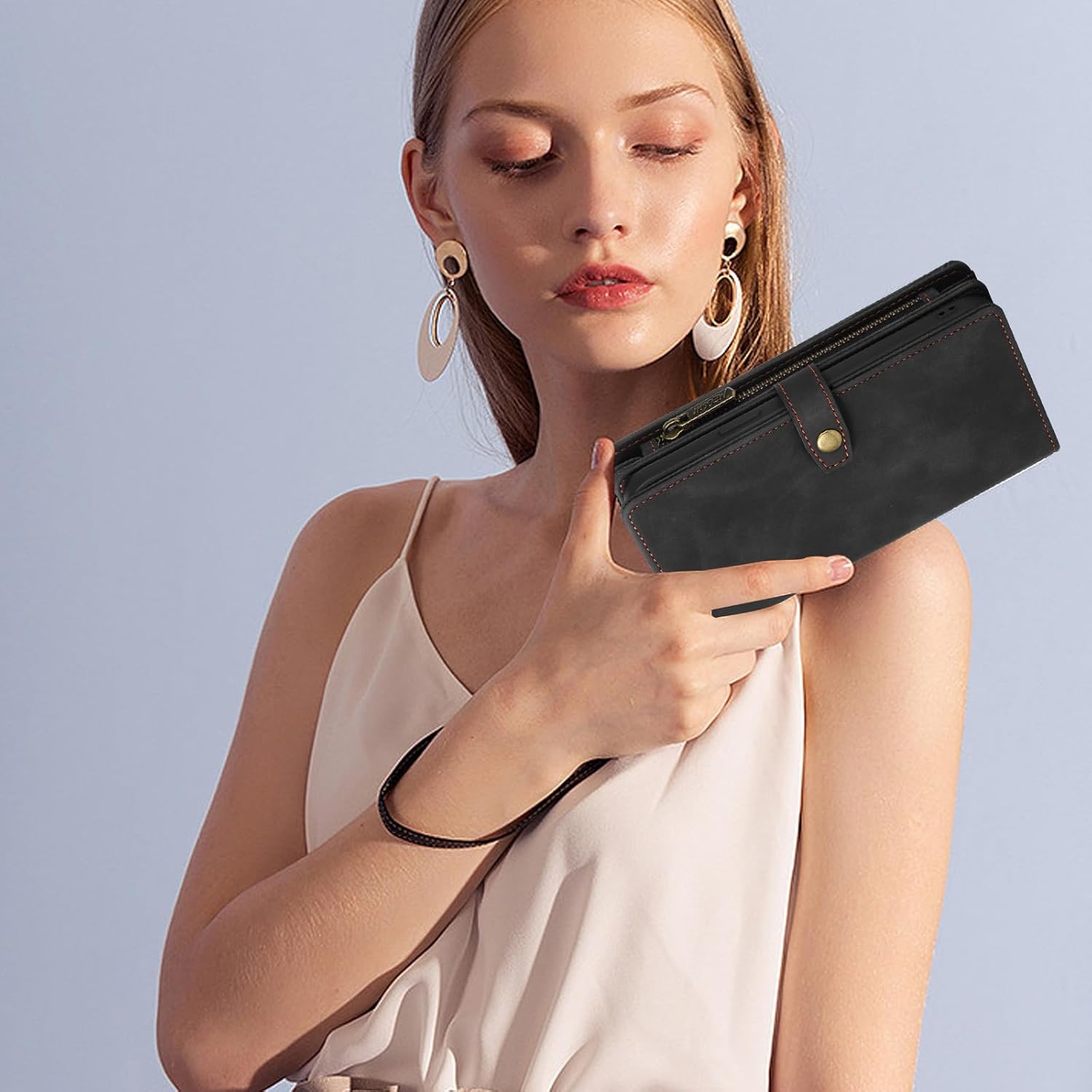 TwoHead Wallet Case Compatible with iPhone 15 Pro Max,Detachable Magnetic Phone Case,All-Round Shockproof Protective Leather Phone Case with Card Holder,6.7 in,Black - Image 7