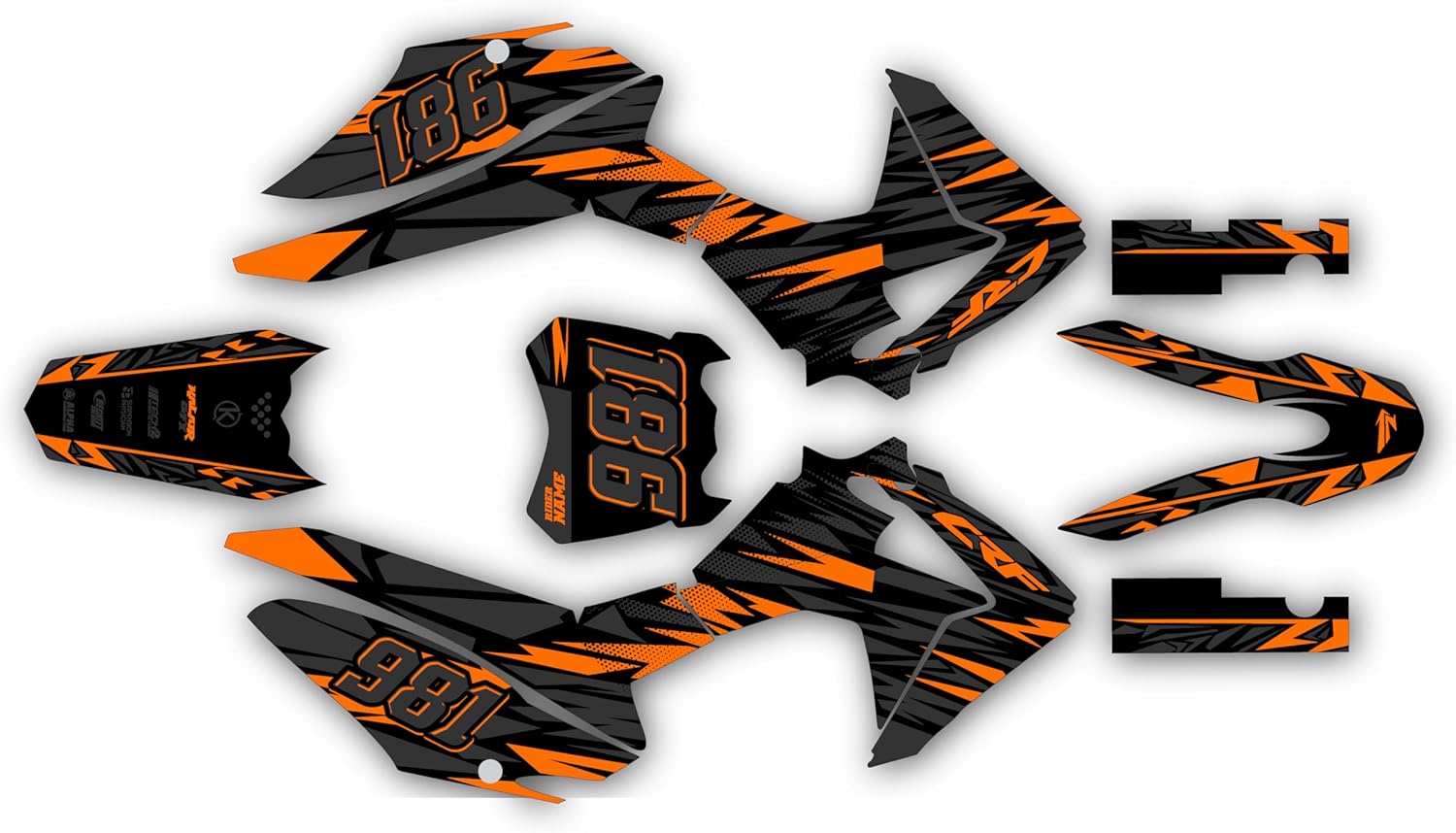 Graphics kit for Honda CRF125f (2013-2018) Twitch Series Red 9 Mil-Dirt bike Custom Racing Graphics Decals Stickers Kit, no-plastics