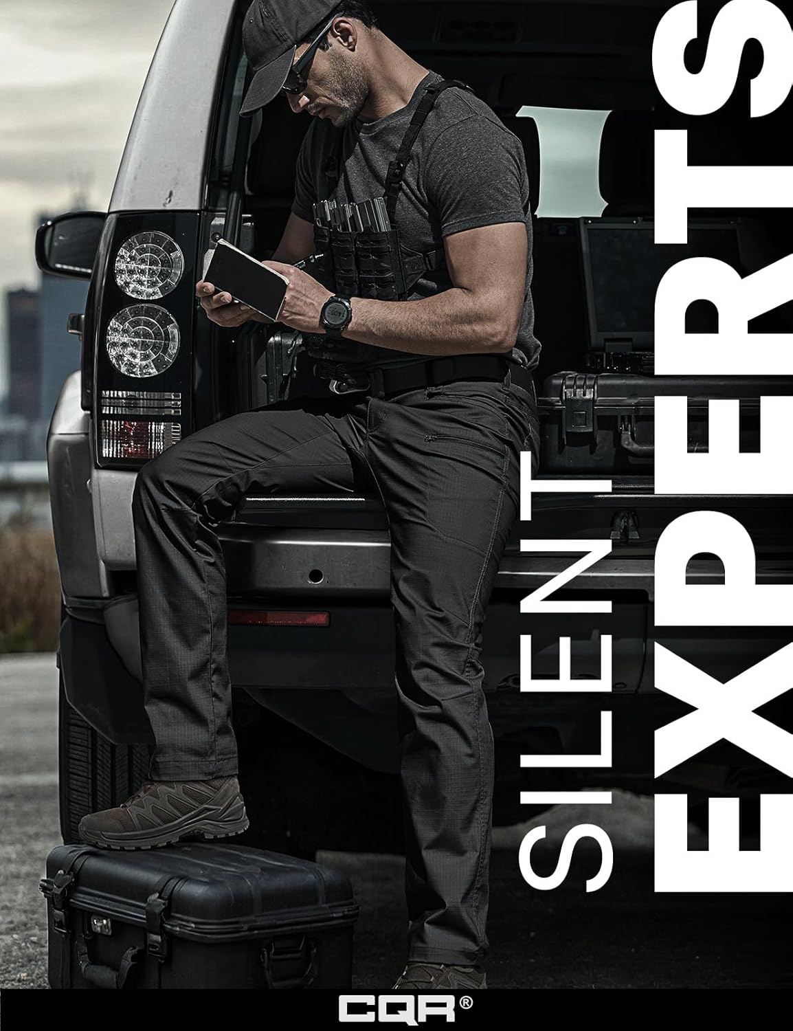 CQR Men's Flex Stretch Tactical Pants, Water Resistant Ripstop Cargo Pants, Lightweight EDC Outdoor Work Hiking Pants - Image 4