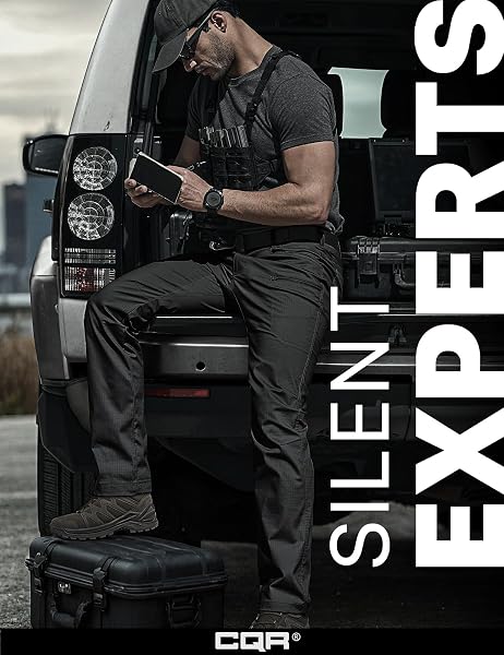 CQR Men's Flex Stretch Tactical Pants, Water Resistant Ripstop Cargo Pants, Lightweight EDC Outdoor Work Hiking Pants - 4