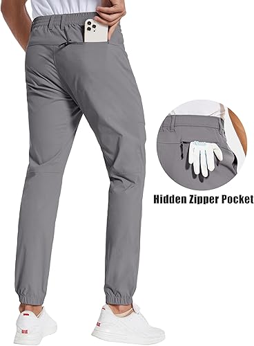 Miniatura 9 de PULI Pantalones deportivos de golf elásticos para hombre con 4 bolsillos, impermeables, ajustados, para senderismo, casual, viajes, trabajo, para