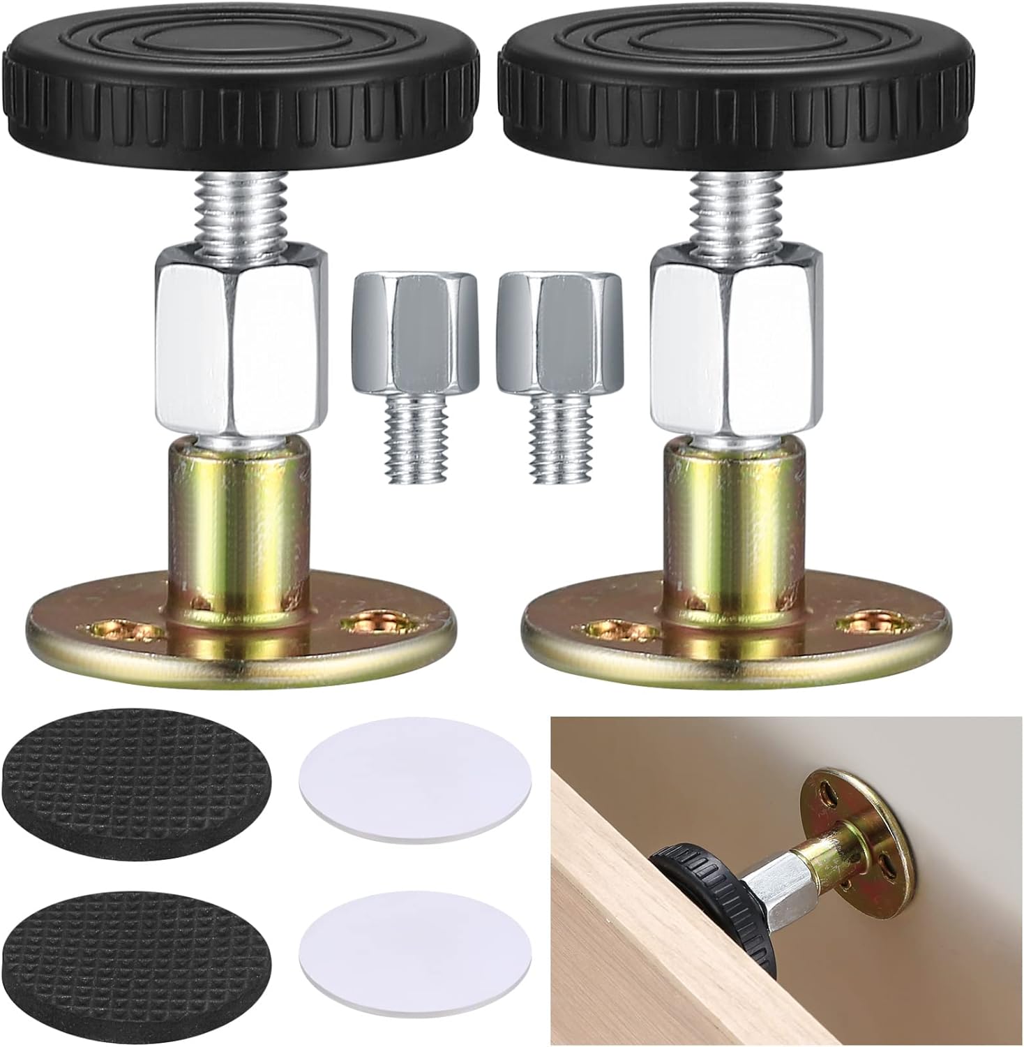 JuWangYing Headboard Stoppers, 2 Pcs Adjustable Threaded